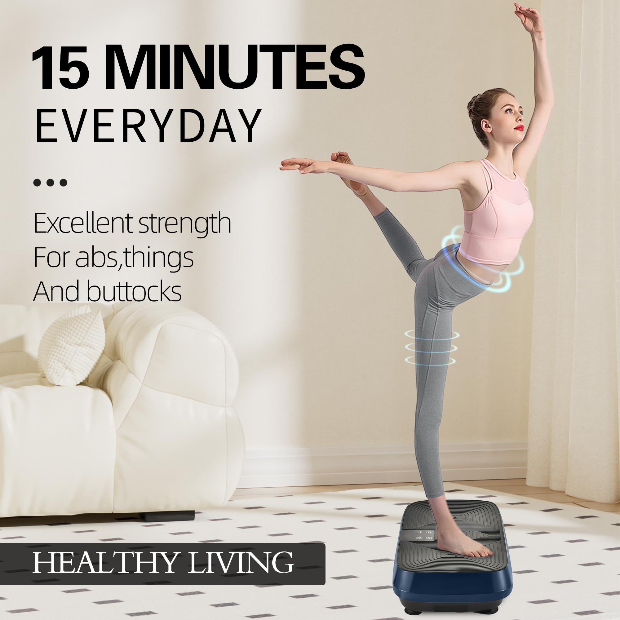 Vibration Plate Exercise Machine - Whole Body Workout Equipment for Weight Loss & Lymphatic Drainage | Home Gym Fitness Platform with Power Vibration Technology (Blue) | Perfect for Home Workouts, Toning, and Relaxation