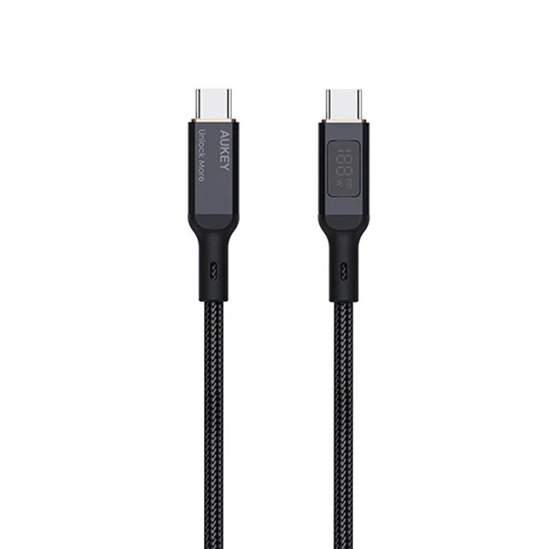 AUKEY CB MCC101 100W USB C to USB C Fast Charging Cable with LCD Display (1m/3.3ft) - Perfect for MacBook Pro, iPad Pro, Galaxy S23 & Fast Charging Devices