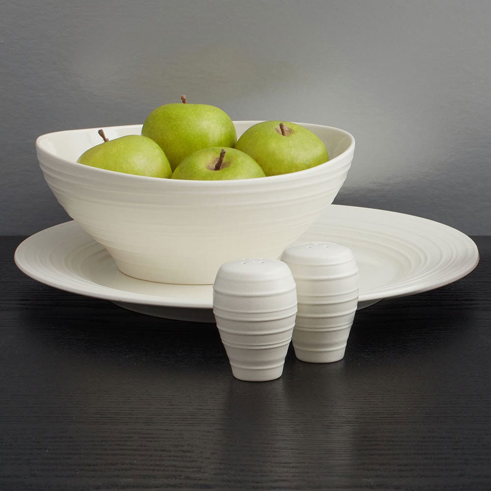Premium Swirl White Salt and Pepper Shaker Set - Elegant Ceramic Grinders for Dining Table, Kitchen & Gift Giving - Perfect for Home, Restaurants & Housewarming