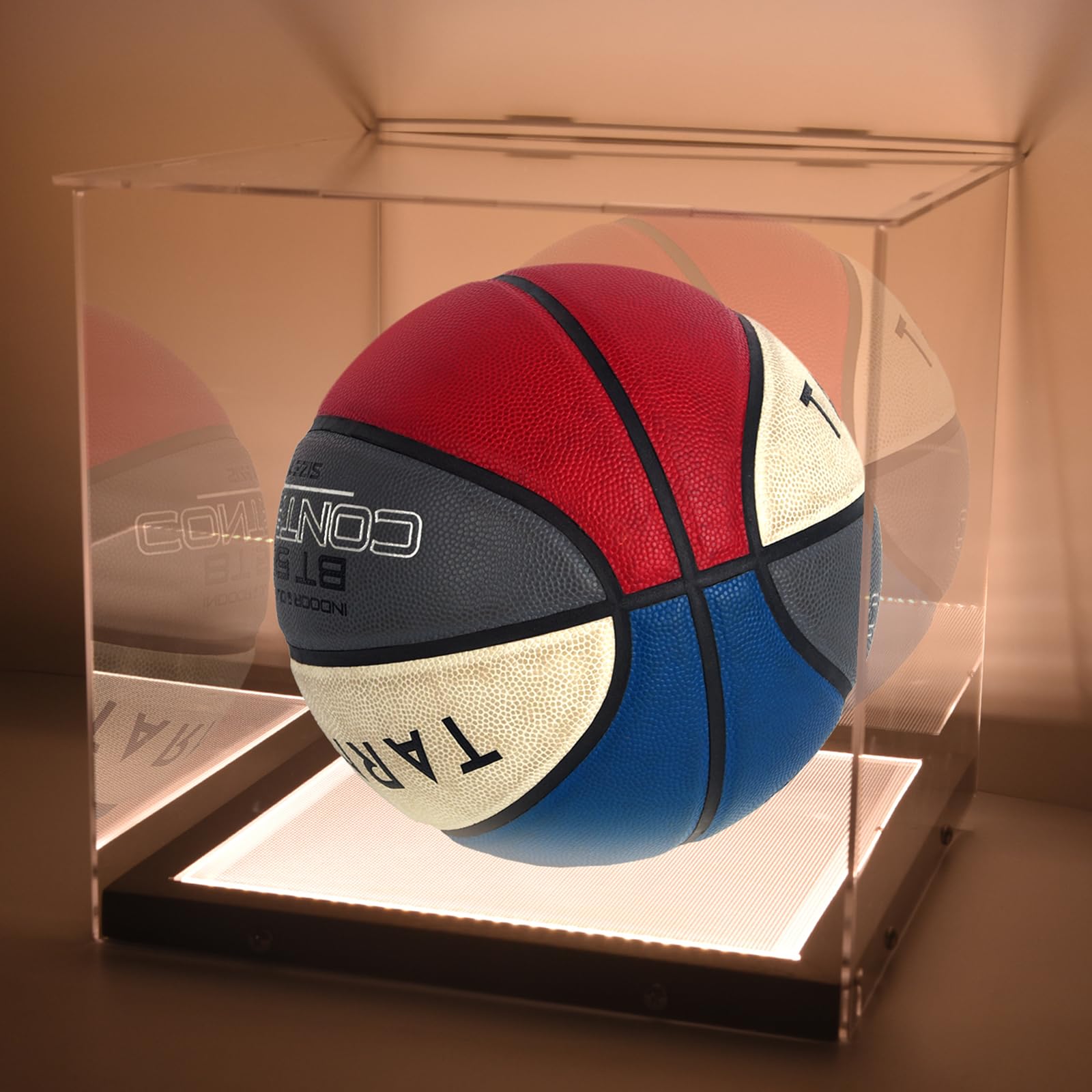 Premium Clear Acrylic Basketball Display Case with LED Lights - UV Protection & Dustproof Display Stand for Autographed Balls & Sports Memorabilia - Perfect for Home Decor, Man Cave, Trophy Room & Collectors Showcase