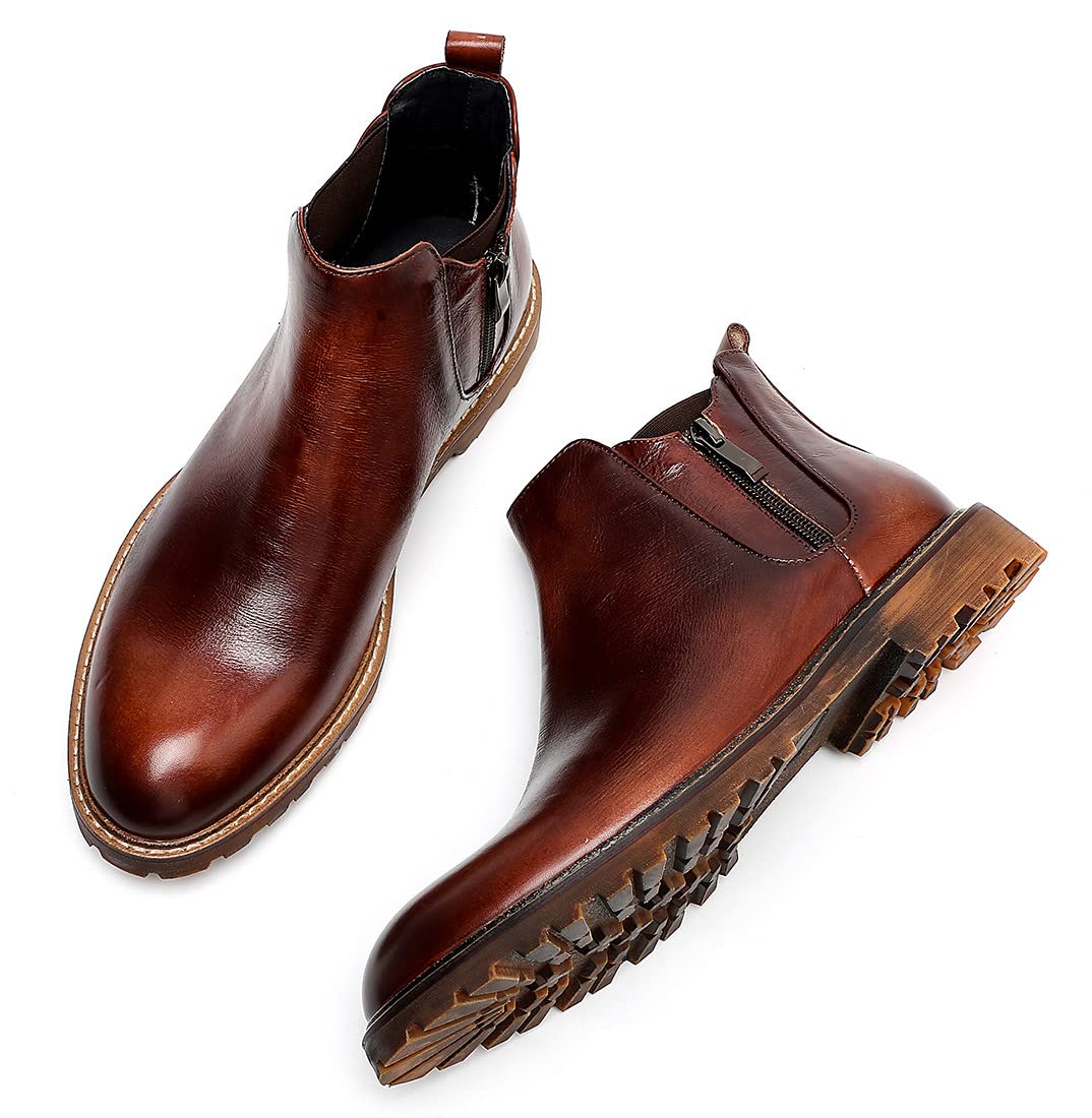 Santimon Men's Chelsea Boots - Stylish Zipper Dress Boots for Formal & Casual Wear | Comfortable Ankle Boots for Office, Parties & Everyday Outfits