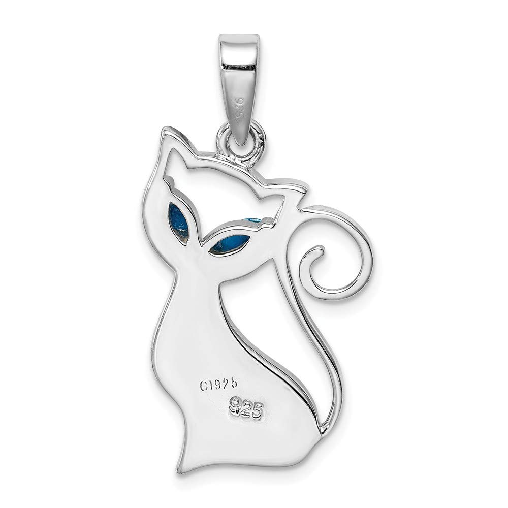 925 Sterling Silver Rhodium-Plated Cat Pendant Necklace with Genuine Created Opal - Elegant Jewelry Gift for Cat Lovers, Birthday, Anniversary & Special Occasions | Perfect for Everyday Wear, Party Accessories & Gift Giving