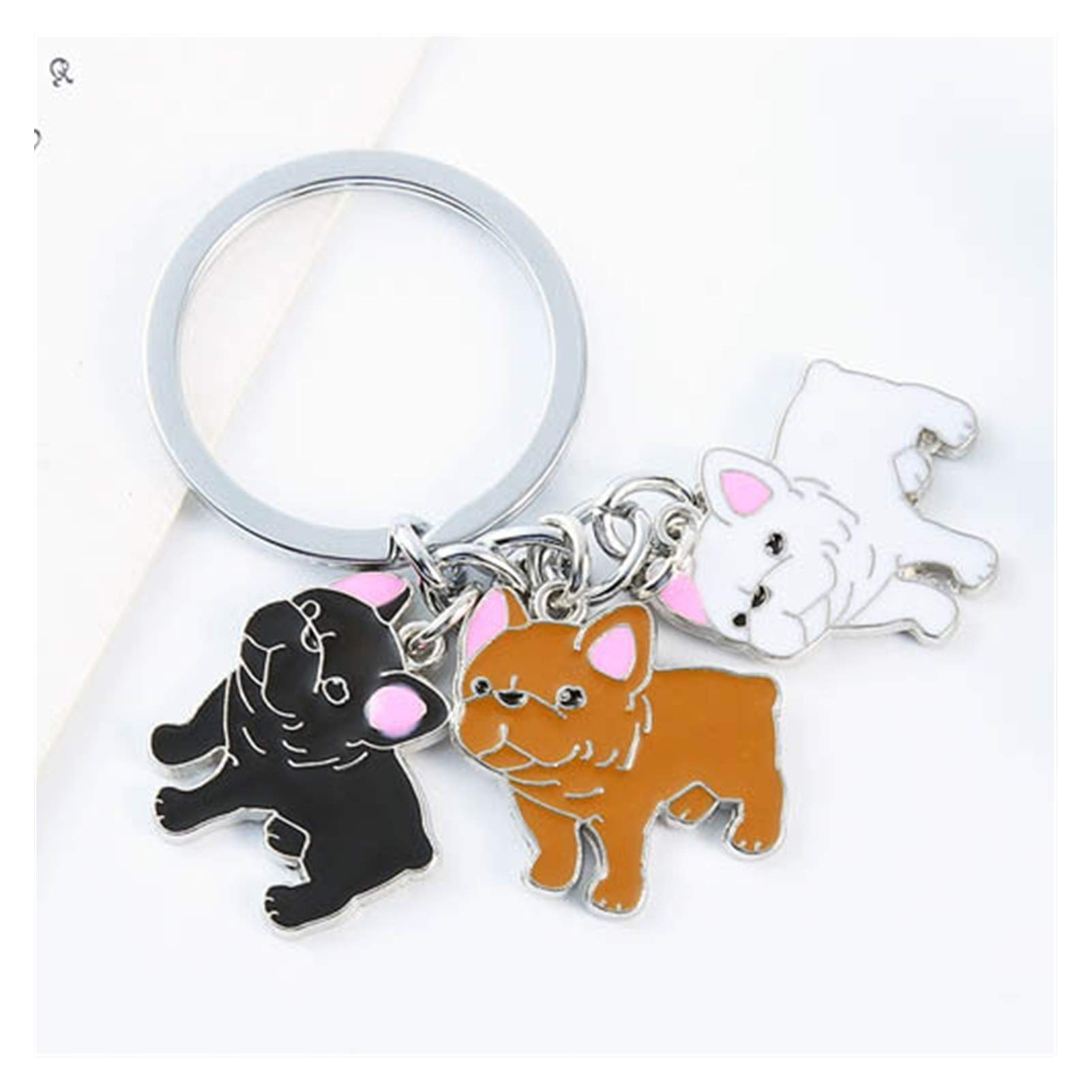 French Bulldog Couple Keychains - Cute Metal Pet Dog Keyring for Car Keys, Bag Charm, Pendant - Perfect Gift for Men & Women (Color: 08) - Ideal for Couples, Pet Lovers & Everyday Use