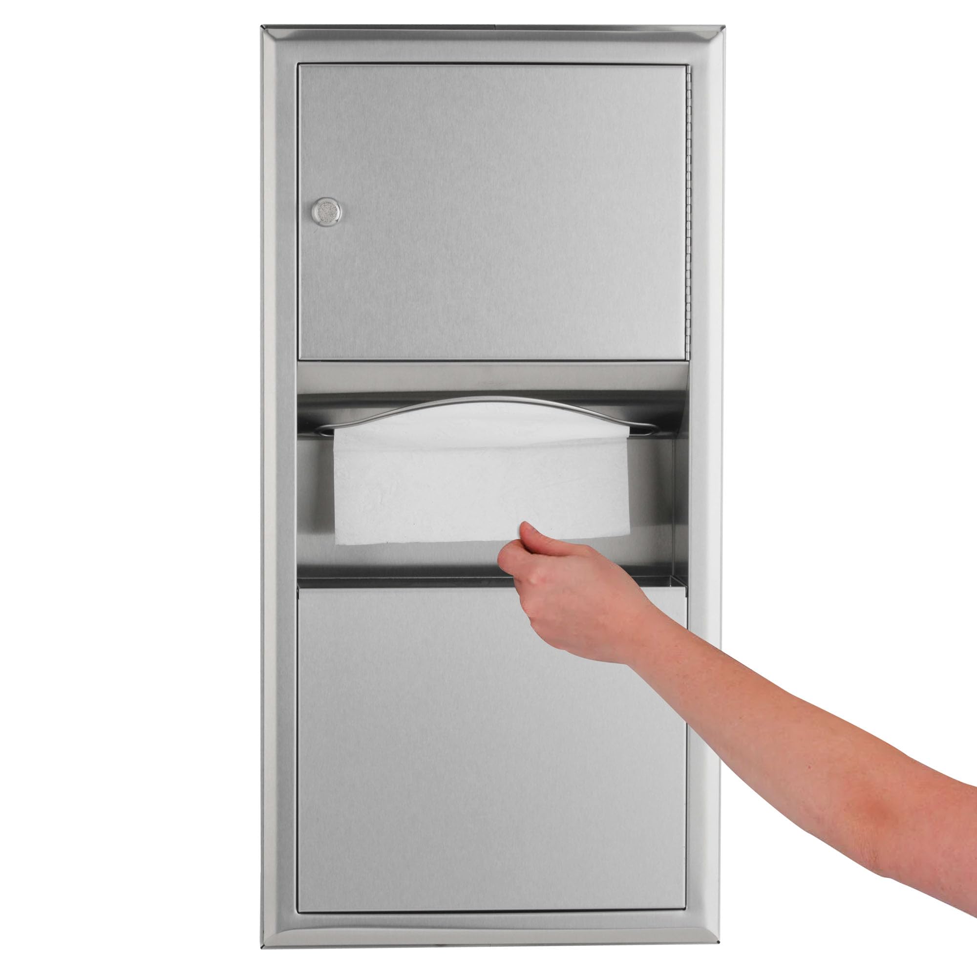 Bobrick 3699 ClassicSeries Stainless Steel Paper Towel Dispenser with Waste Receptacle - 2 Gallon Capacity, Satin Finish, 14.25