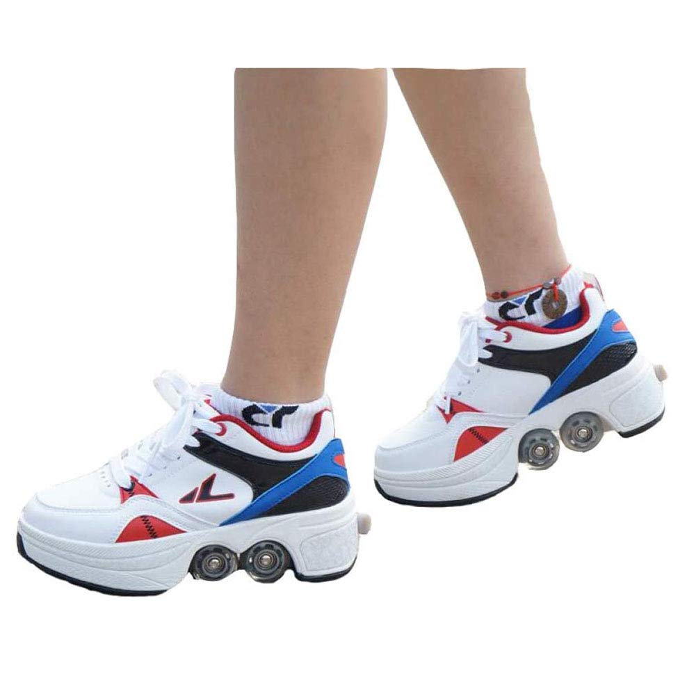 MLyzhe Deformation Shoes - Convertible Wheel Skates Sneakers for Men & Women | 4-Wheel Roller Shoes for Running, Walking & Outdoor Sports | Perfect for Commuting, Fitness & Fun Activities