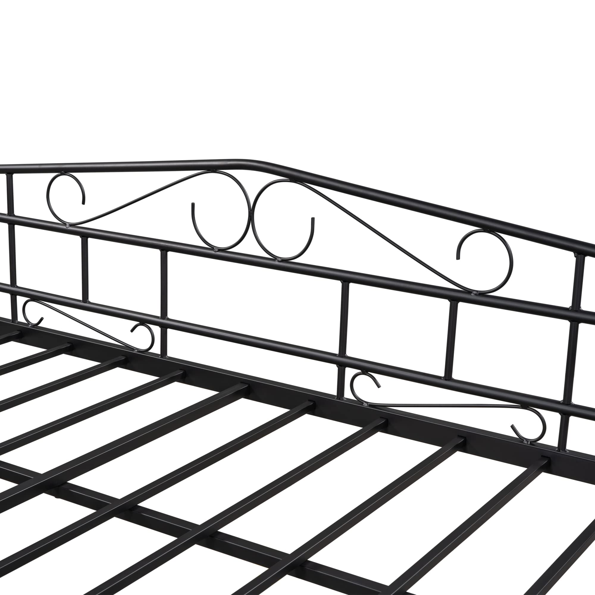 Twin Size Metal Frame Daybed with Pull-Out Trundle - Sturdy Sleeper Sofa for Teens & Adults - Perfect for Living Rooms, Guest Rooms & Small Spaces (Black)