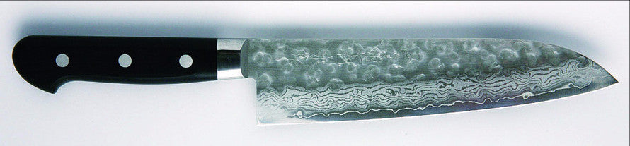 Premium Kikuichi Tsuchime Damascus 7-Inch All-Purpose Kitchen Knife with Hammered Blade - WGAD18 07 0SP - Perfect for Slicing, Dicing & Food Prep