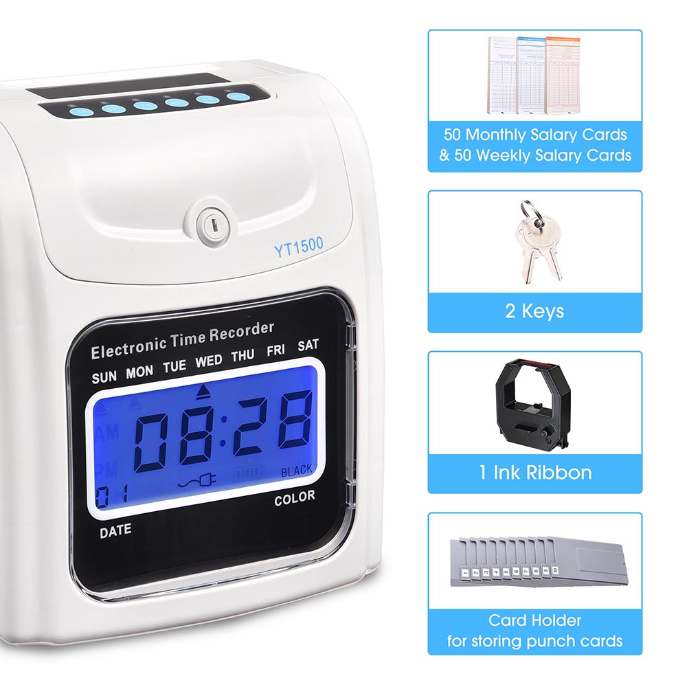 TheLAShop Employee Punch Clock with Time Cards & Holder - Time Tracking System for Small Business, Office & Retail Use
