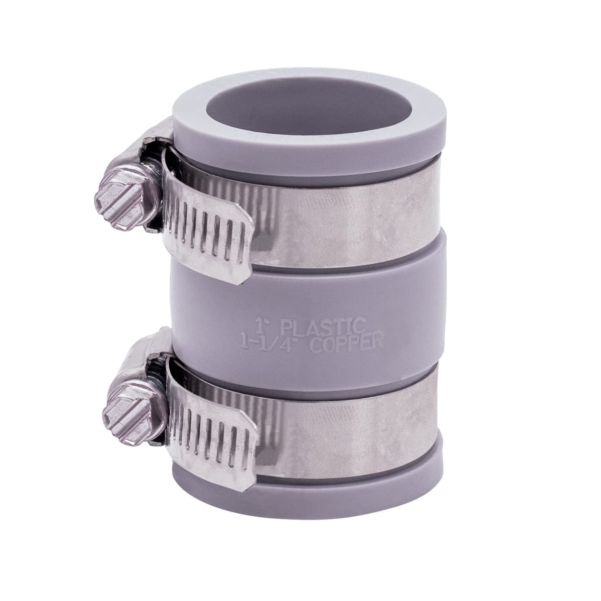 Fernco 1056-100 1-Inch Flexible PVC Pipe Coupling - Gray Plumbing Connector for Plastic & Copper Pipes | Ideal for Drainage, Irrigation & Plumbing Repairs