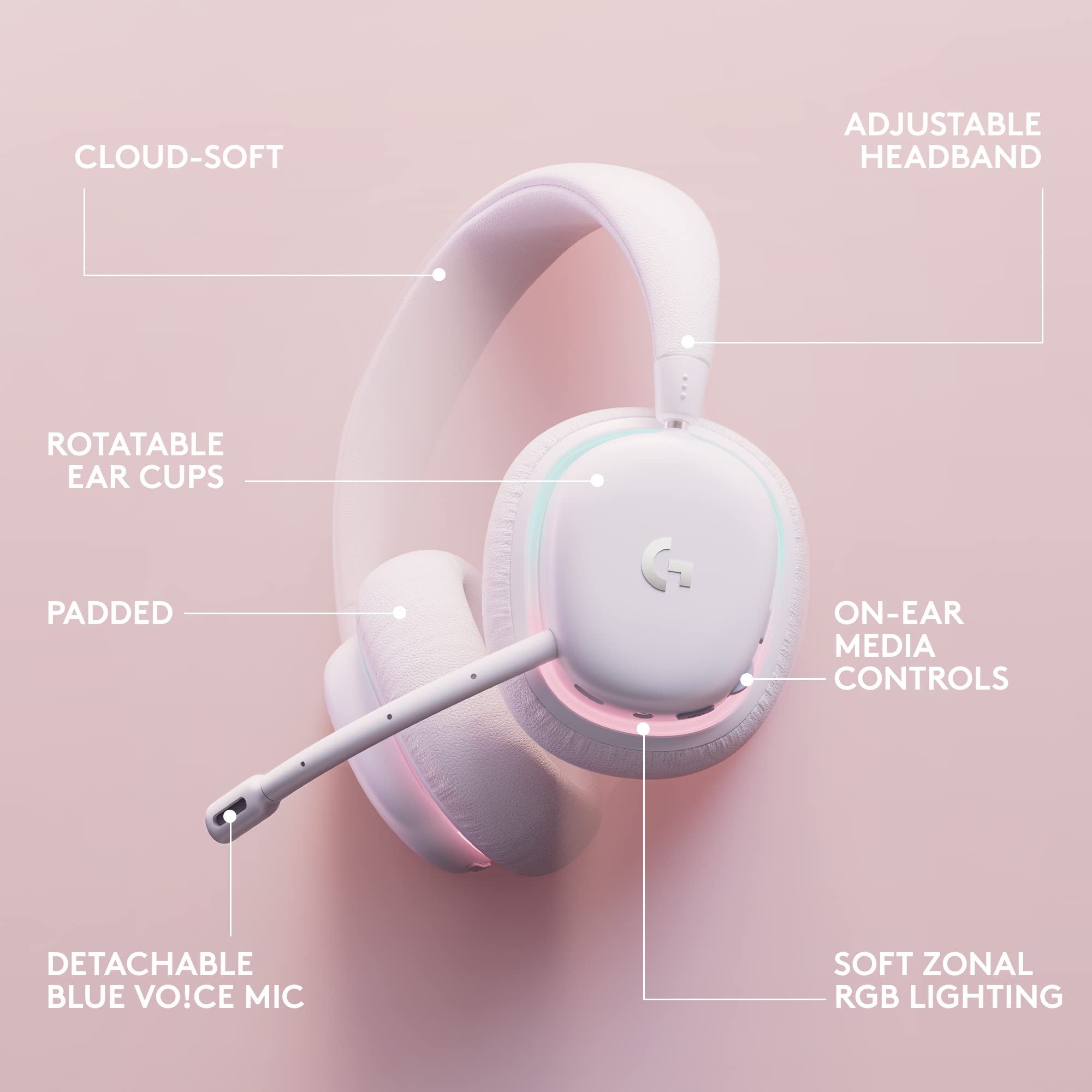 Logitech G735 Wireless Gaming Headset & G705 Mouse Combo - Customizable RGB Lighting, Lightspeed Wireless, Bluetooth - Compatible with PC, Mac, Laptop (White Mist) - Perfect for Esports, Streaming & Home Office Setup