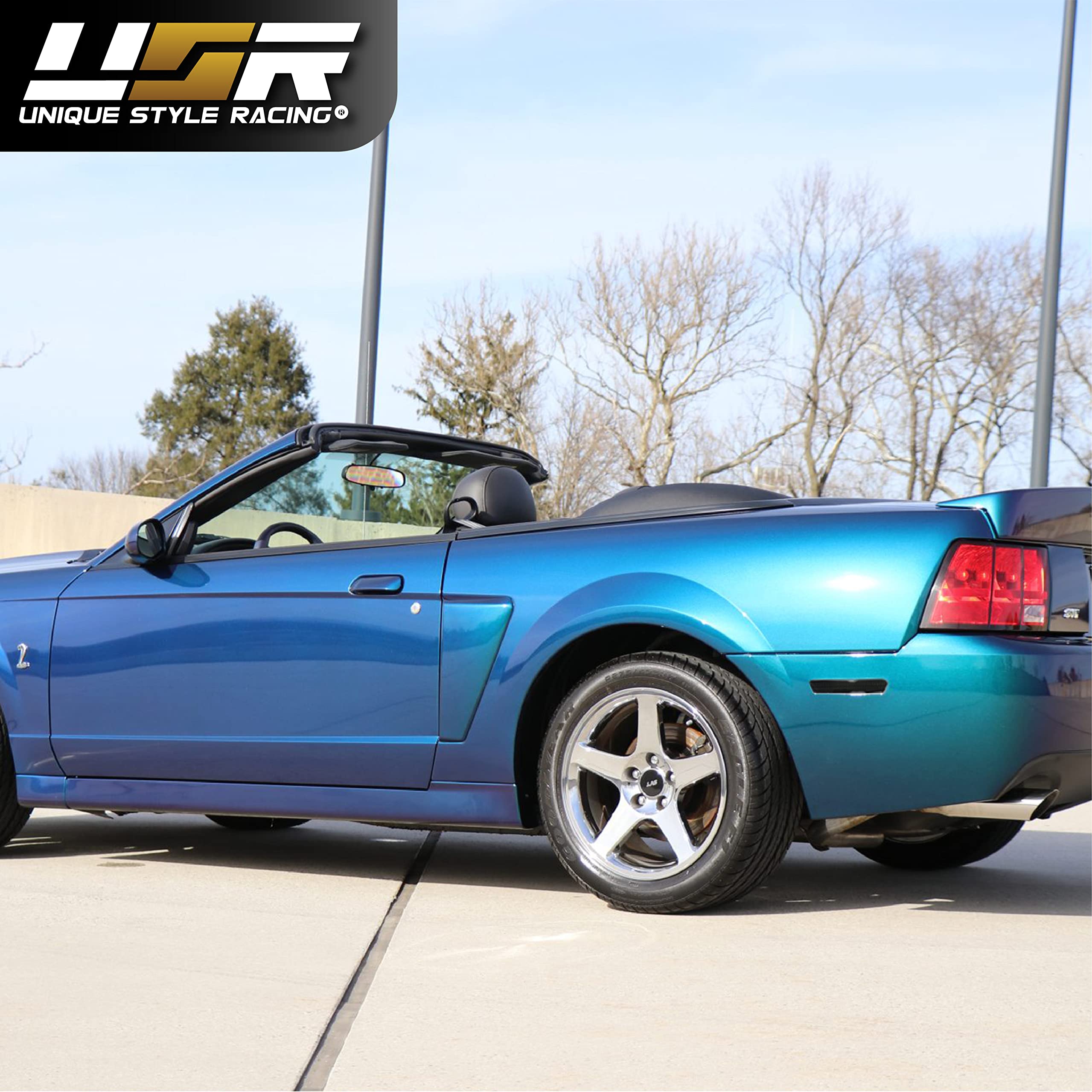USR DEPO 99-04 Mustang Rear Lights - Smoked Lens Bumper Reflector Lamps Pair (Left+Right) Compatible with 1999-2004 Ford Mustang V6 GT Cobra SVT - Upgrade Your Nighttime Visibility & Style for Street Racing or Car Shows
