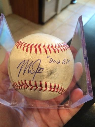 Authentic 2012 Dual Signed Bryce Harper & Mike Trout Game-Used Baseball with MLB Hologram 1/1 - Rare MLB Autographed Cleats for Collectors & Sports Memorabilia Fans - Perfect for Display, Investment & Baseball Enthusiasts