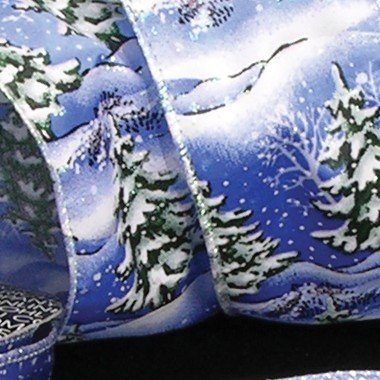 Blue and White Winter Trees Wired Craft Ribbon - 2.5 Inch x 40 Yards - Perfect for Holiday Gift Wrapping, DIY Christmas Decorations, and Seasonal Craft Projects