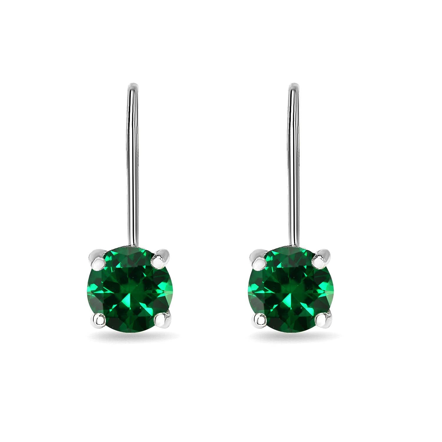 6mm Round Leverback Birthstone Earrings for Women – Genuine or Synthetic Gemstone Drop Dangle Earrings in Sterling Silver with Gold Flash | Perfect for Gifts, Parties & Everyday Wear