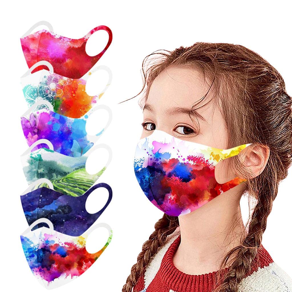 12Pcs Kids Reusable Face Masks - Colorful Printed Washable & Breathable Face Masks for Children | Back to School, Outdoor Play & Daily Protection