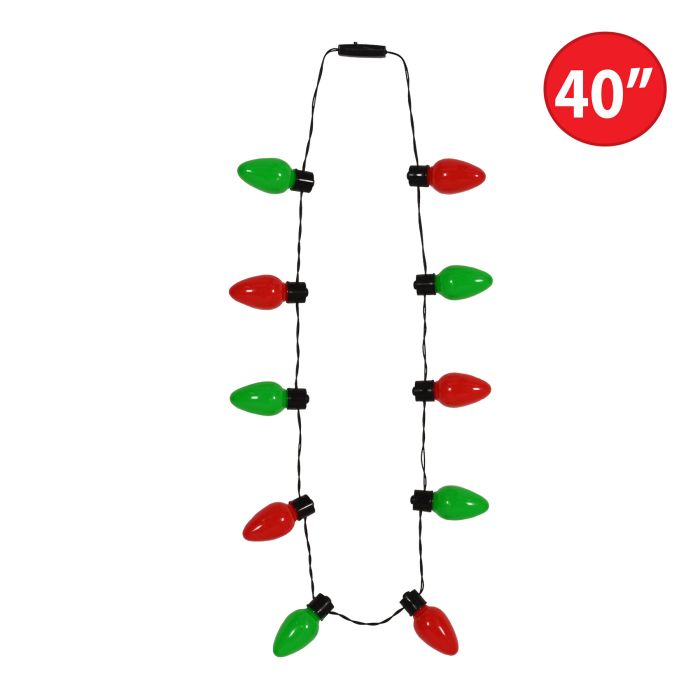 12 Pack Beistle Light Up Christmas Light Bulb Necklaces - Battery Operated LED Holiday Party Favors for Christmas Tree Decorations, Office Parties & Festive Celebrations
