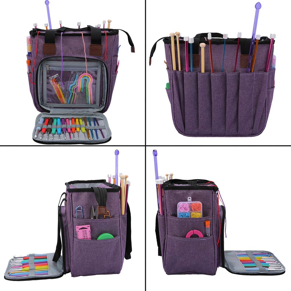 Large Knitting Bag for Yarn Storage - Portable Crochet Tote with High Capacity, Perfect for Organizing Knitting Supplies & Unfinished Projects - Great for Travel, Home Crafting & Knitting Groups