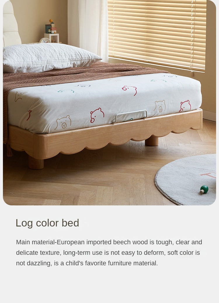 Solid Beech Wood Kids Platform Bed - No Headboard, Eco-Friendly & Sturdy for Toddler & Children's Bedroom - Perfect for Small Spaces & Montessori Style Rooms