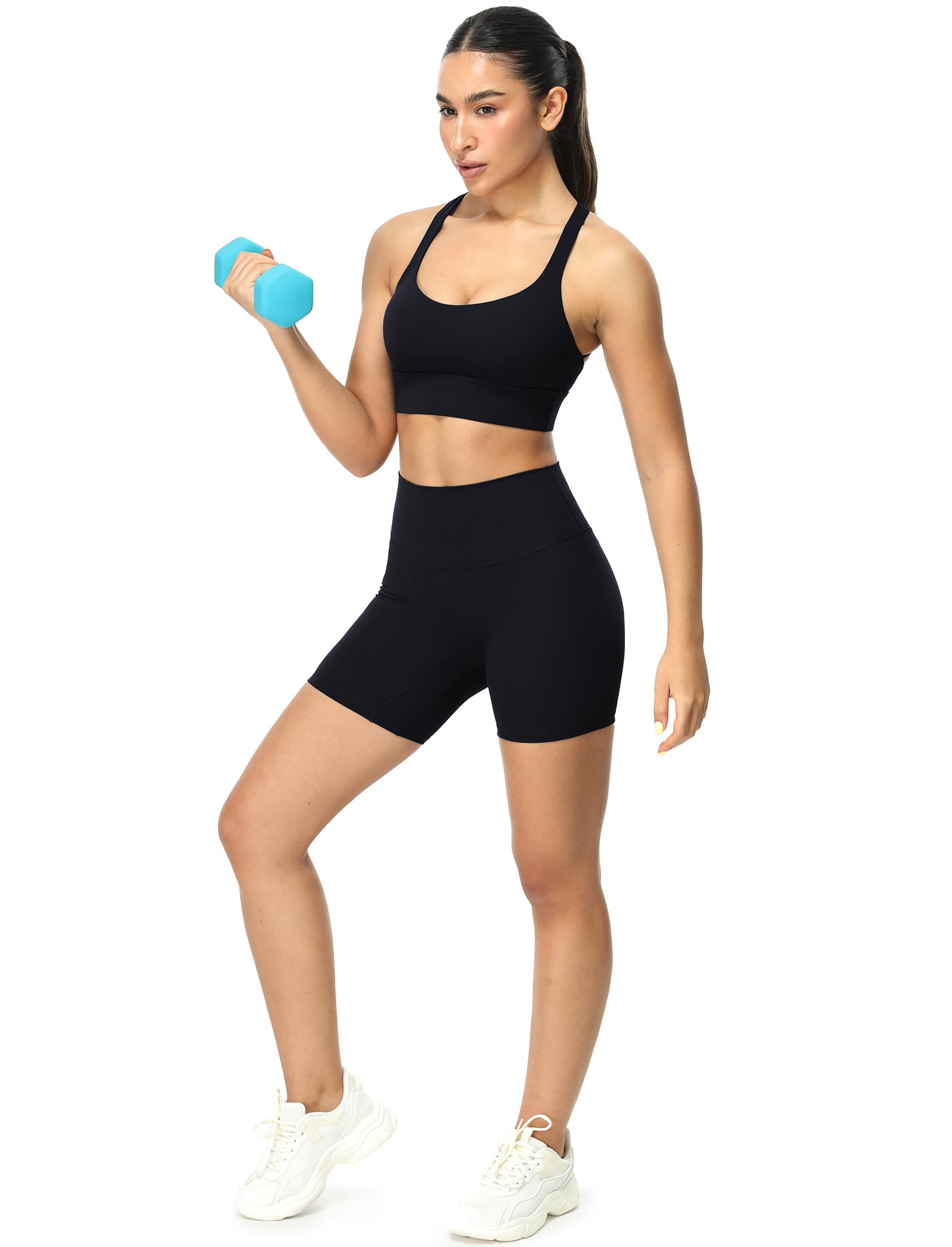 Icyzone Women's Sports Bras - Padded Workout Yoga Top with Strappy Design for Running, Gym & Active Lifestyle