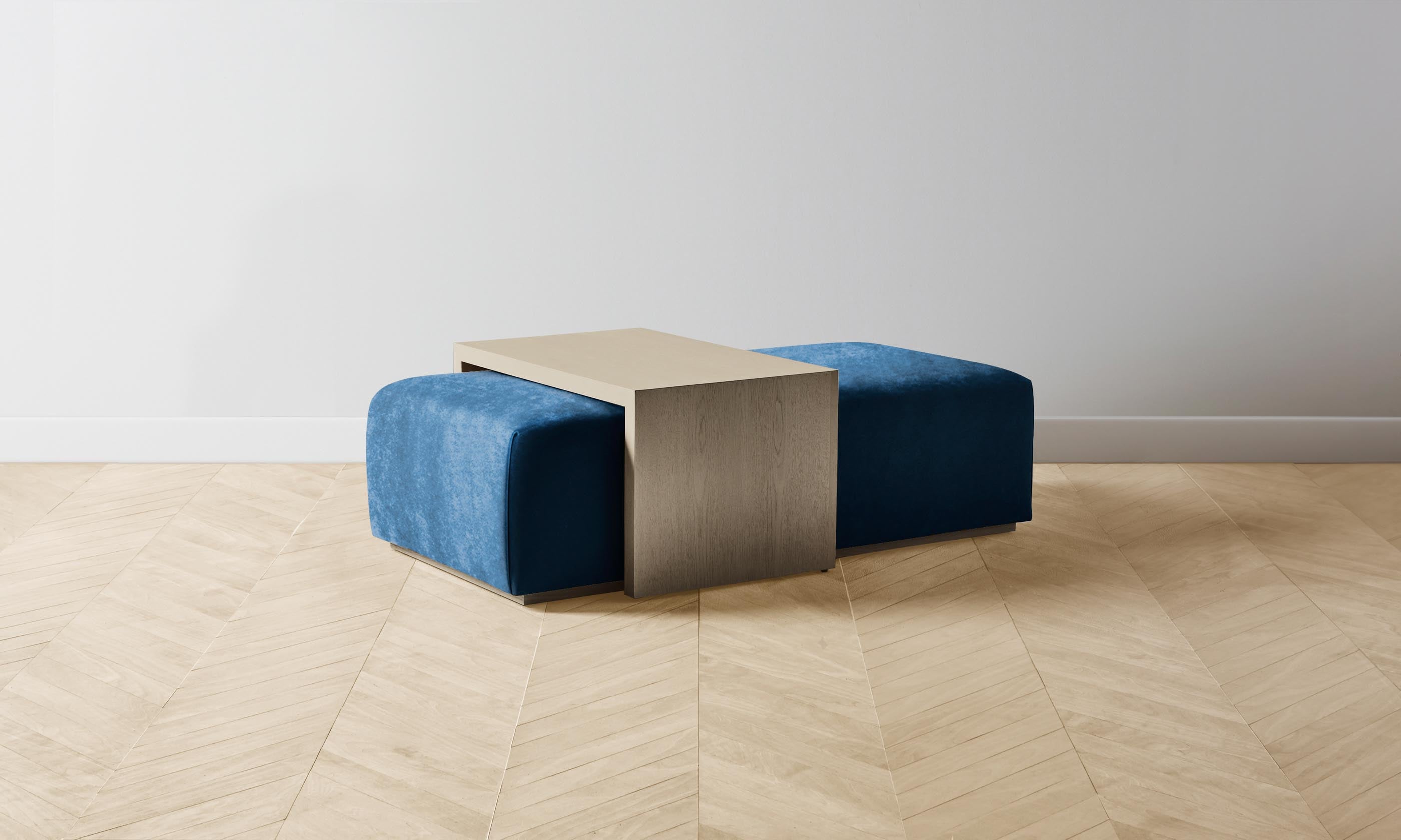 The Bowery Ottoman - Luxe Performance Velvet in Sapphire Blue | Perfect for Living Room, Bedroom & Home Decor