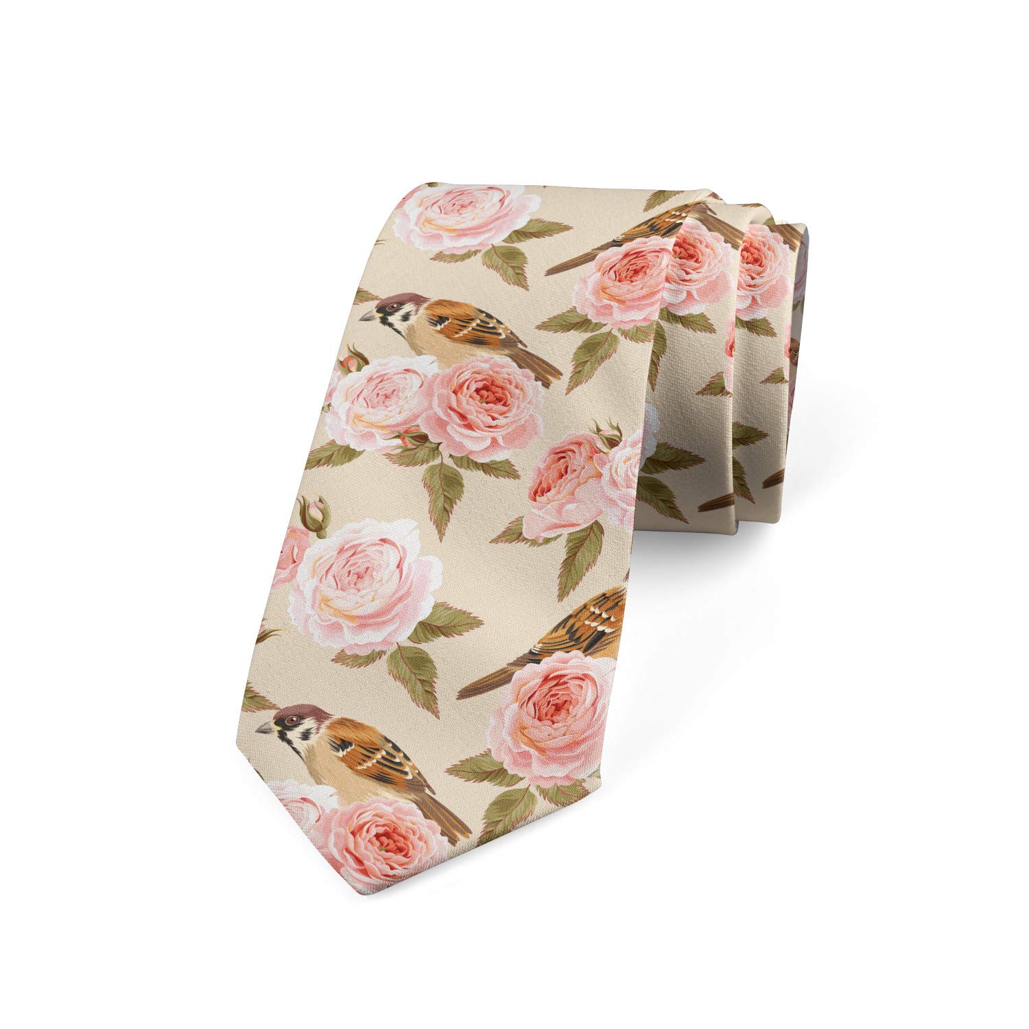 Ambesonne Victorian Style Rose Floral Necktie - 3.7