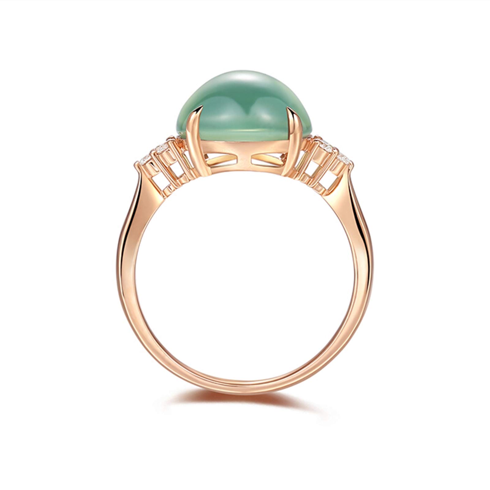 18K Rose Gold Prehnite Engagement Ring - 6.6ct Natural Green Oval Gemstone Promise Band for Women - Perfect for Weddings, Anniversaries & Romantic Gifts