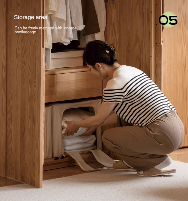 Solid Oak Wood Wardrobe - Premium Quality, Spacious Storage for Bedroom, Closet & Home Organization