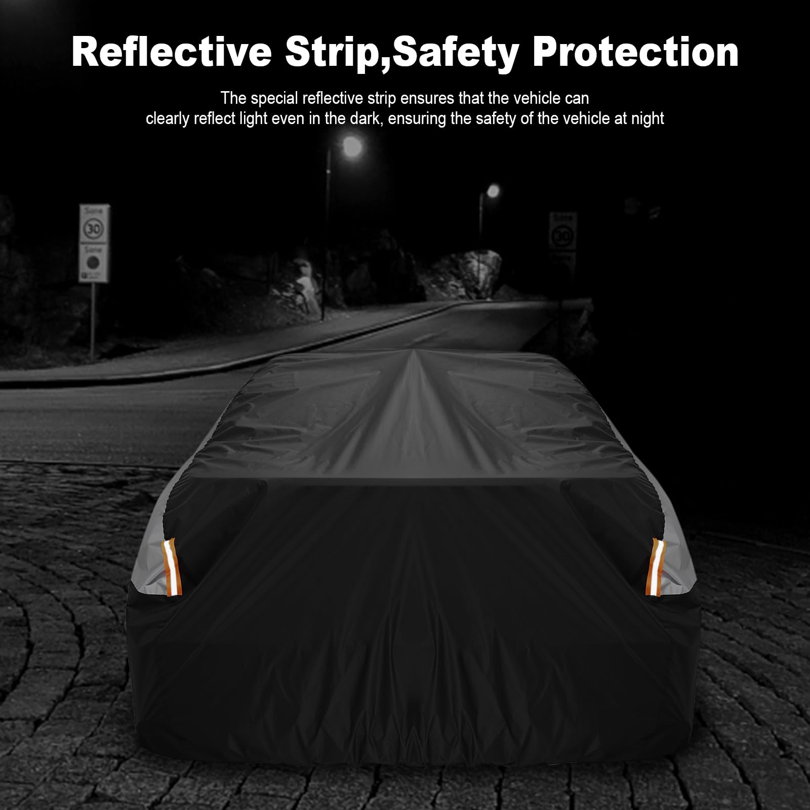 Waterproof All-Weather Car Cover for Toyota RAV4 SUV (Fits Up to 179 Inches) - Black & Silver UV Protection Outdoor Vehicle Cover | Perfect for Parking, Travel & Long-Term Storage
