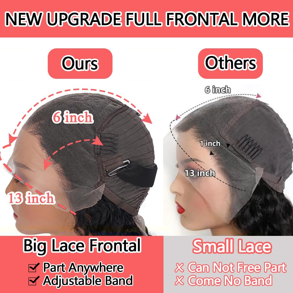 30 Inch Deep Wave Lace Front Wigs Human Hair - Pre Plucked 13x6 HD Lace Frontal Wig 180% Density - Glueless Deep Curly Human Hair Wig for Black Women - Perfect for Daily Wear, Cosplay & Special Occasions