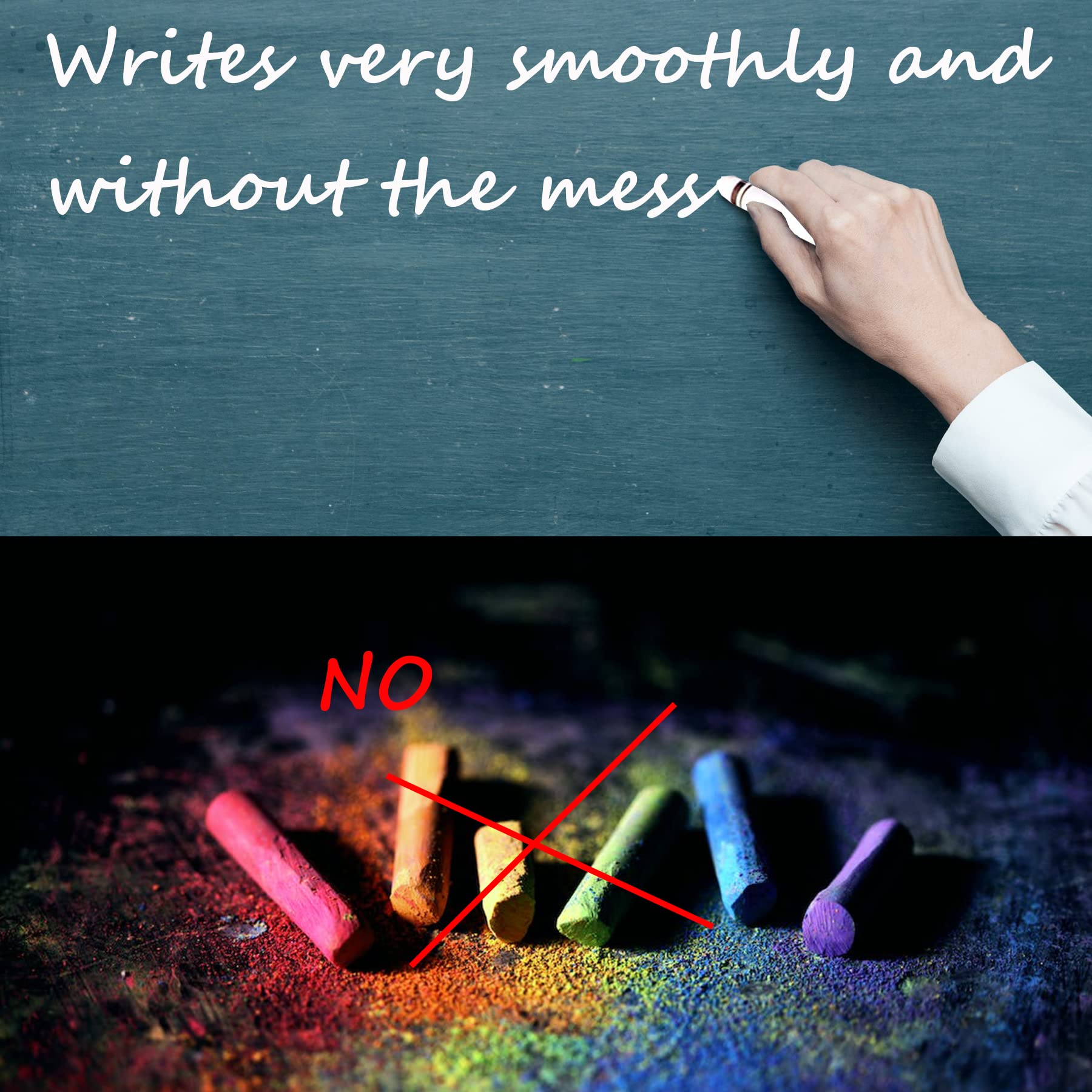 VOVCIG Upgrade Non-Toxic Dustless Chalk - Water-Soluble, Dust-Free Colored Chalk for Kids & Classrooms - Easy Clean with Damp Cloth - Perfect for School, Home & Office Whiteboards
