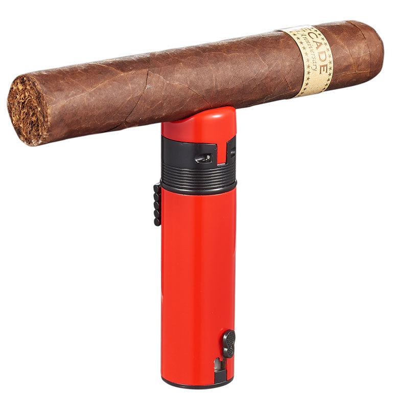 Visol Triple Torch Windproof Butane Lighter - Red | Refillable Jet Flame Lighter for Cigars, BBQ, Camping & Outdoor Use