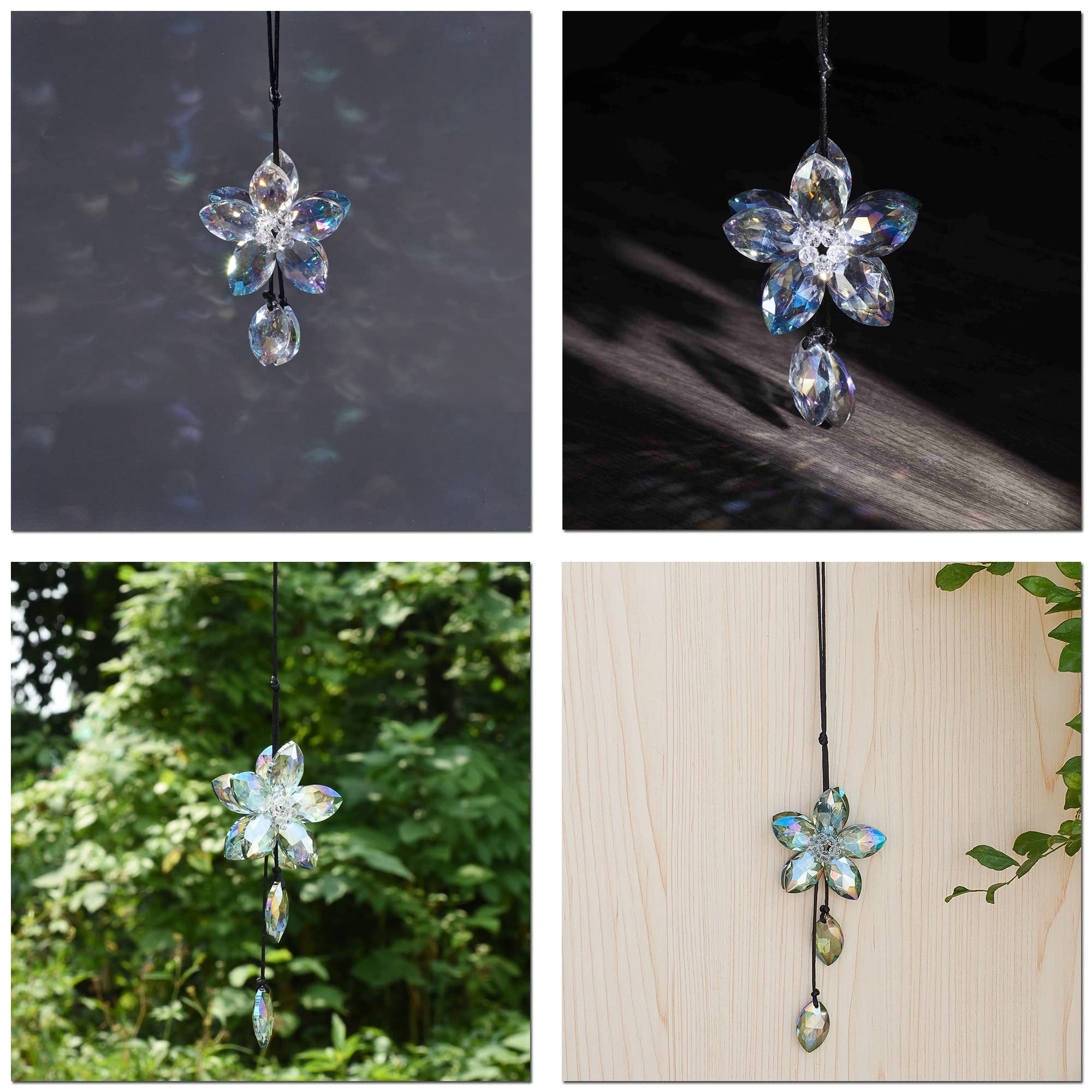 AuMoHall Crystal Flower Car Rear View Mirror Pendant - Lucky Green Hanging Ornament for Car Decor & Protection | Perfect Gift for Drivers, Birthday, Christmas & New Year | Enhance Your Vehicle's Style & Safety