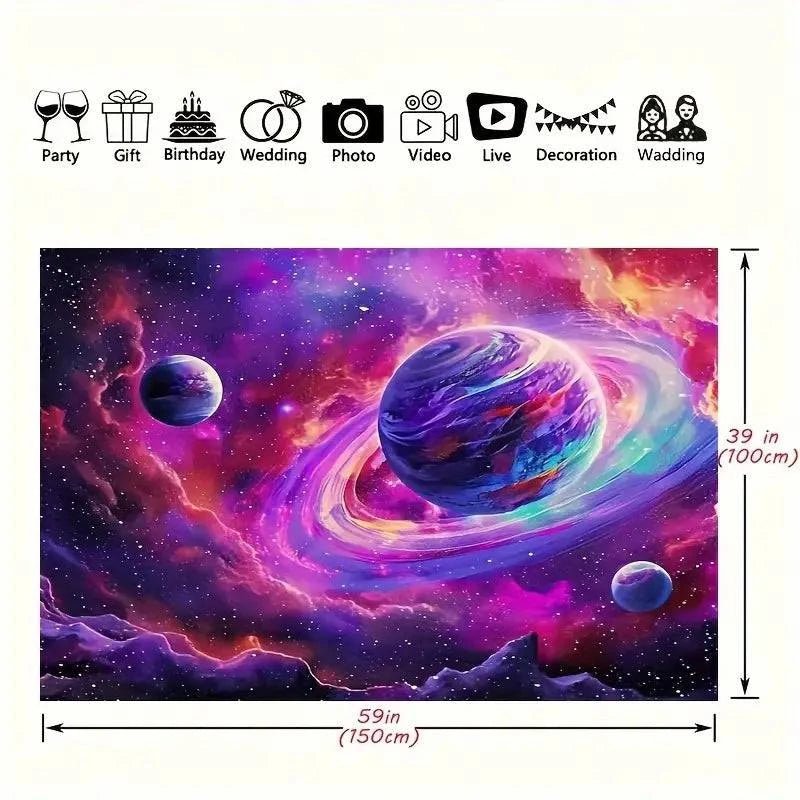 Galaxy Velvet UV Glow Tapestry Wall Art - Blacklight Poster for Room Decor, Bedroom, Living Room, Dorm & Party Lighting