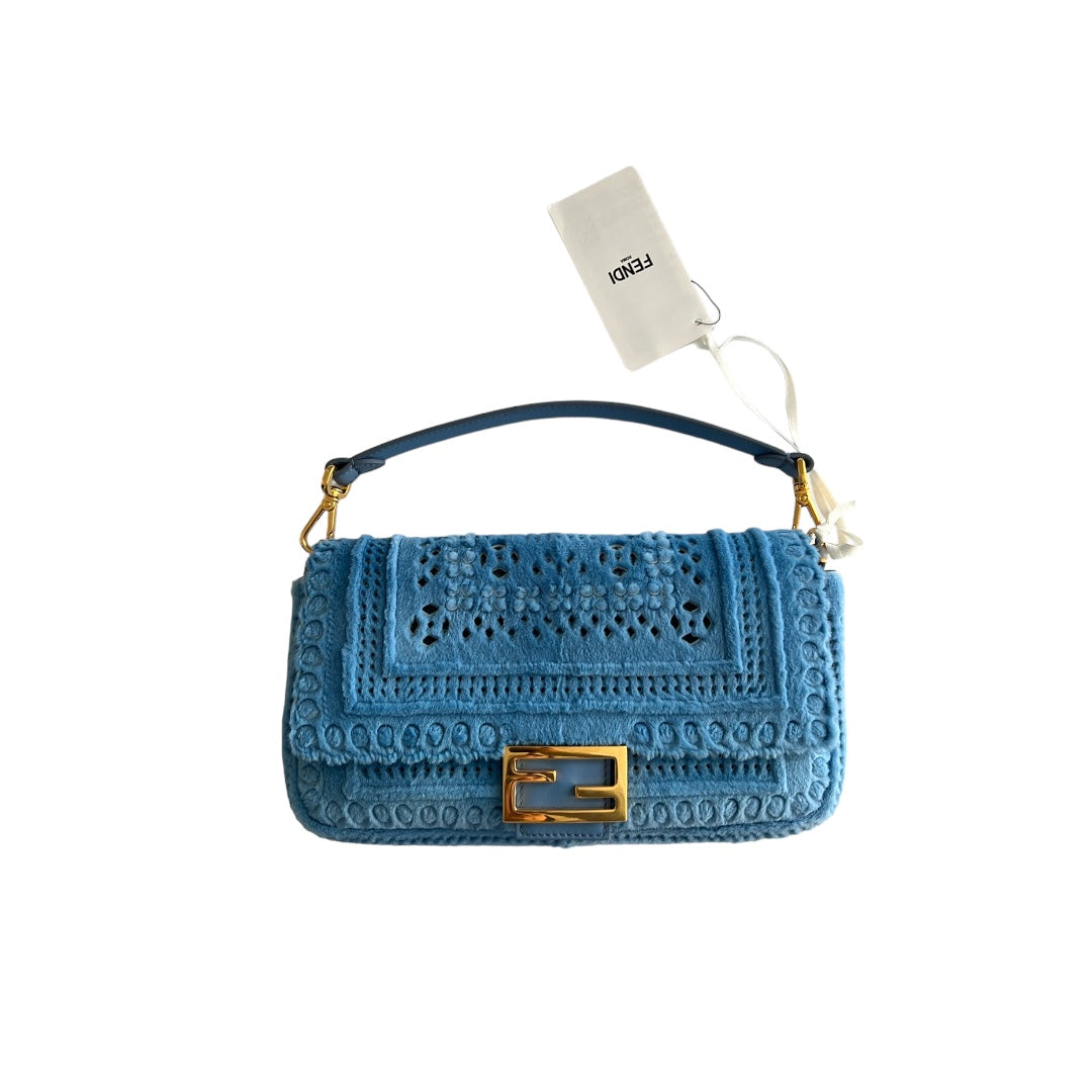 Fendi Laser Cut Mink Baguette Bag - Luxury Designer Crossbody Purse for Women | Perfect for Evening Parties, Date Nights & Special Occasions