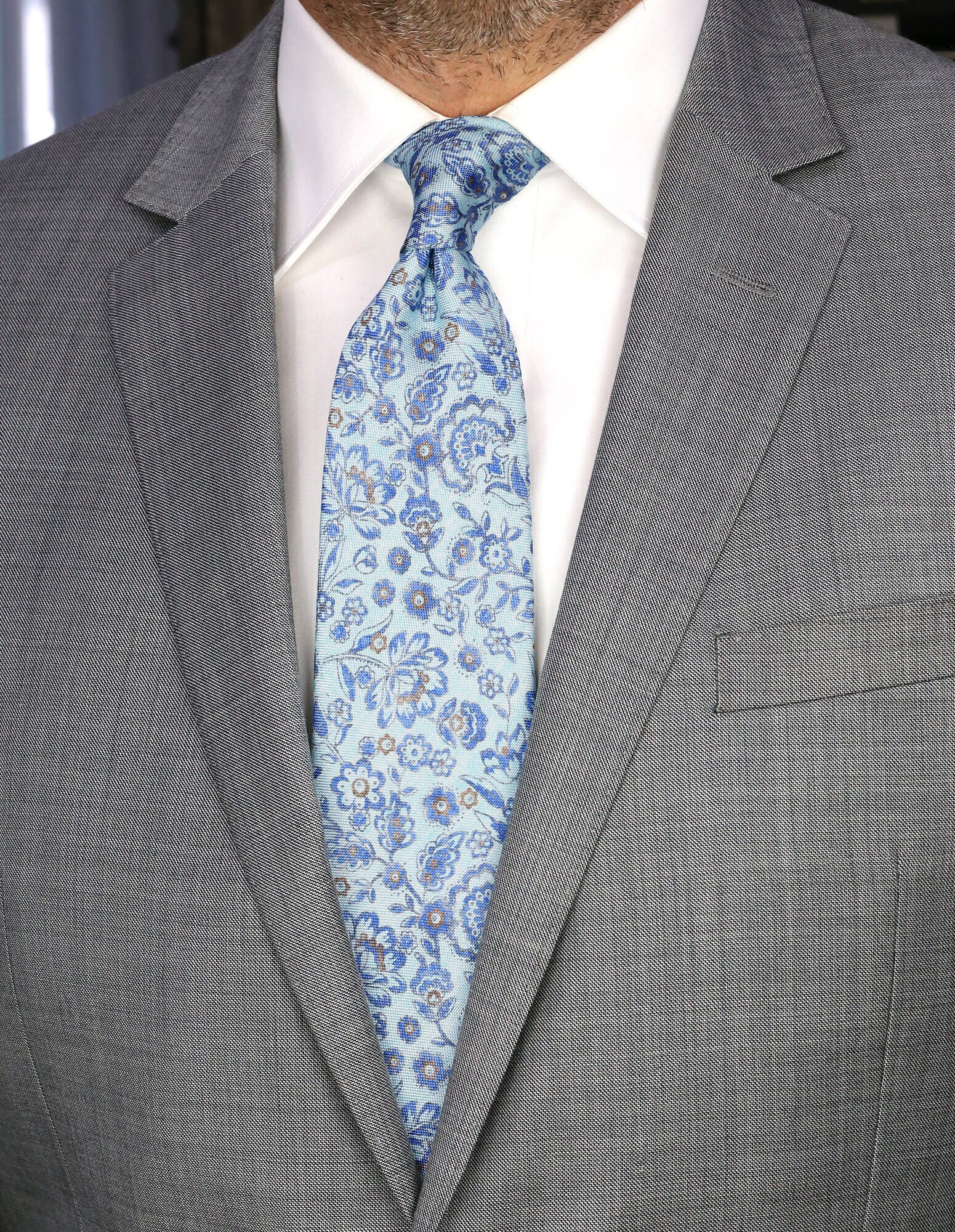 DÉCLIC Todi Floral Tie for Men - Mint Green Silk Necktie for Weddings, Business & Formal Occasions