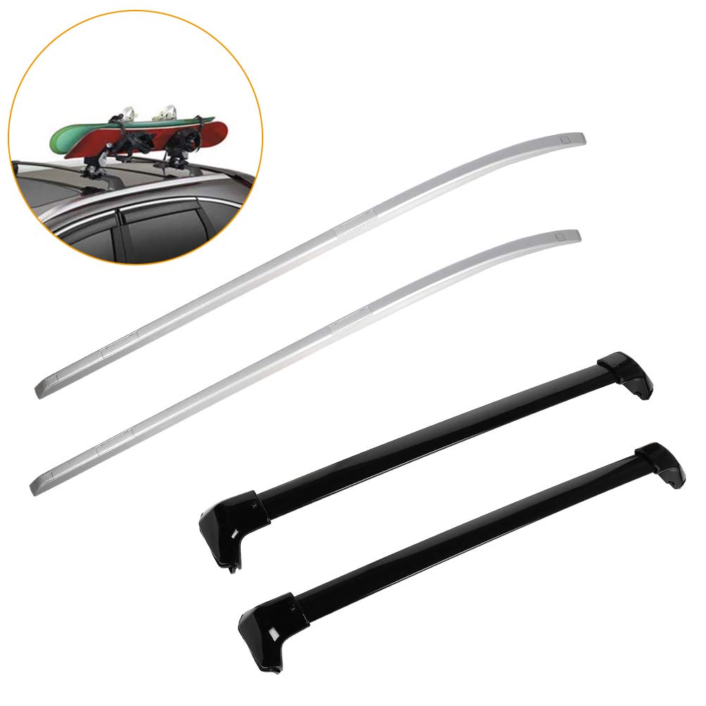 AUTOMUTO Aluminum Black Roof Rack Crossbars + Side Rails Compatible with Toyota Highlander 2008-2013 - Heavy Duty Roof Top Cargo Carrier for SUV Camping, Road Trips & Outdoor Adventures