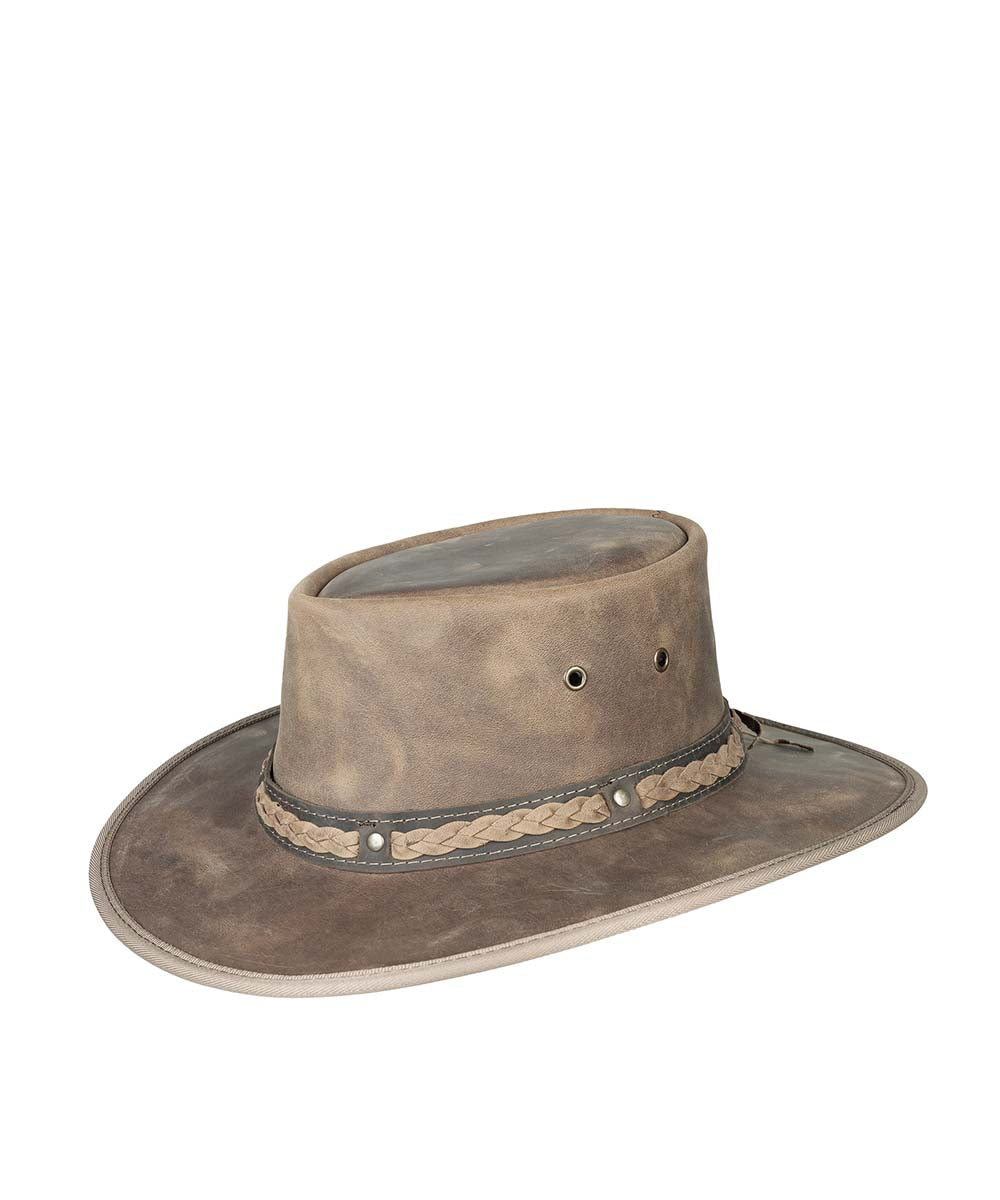 Barmah Squashy Bronco Cooper Hat - Genuine Leather Outback Hat for Men & Women - Sun Protection & Wide Brim - Perfect for Outdoor Adventures, Hiking, and Country Rides