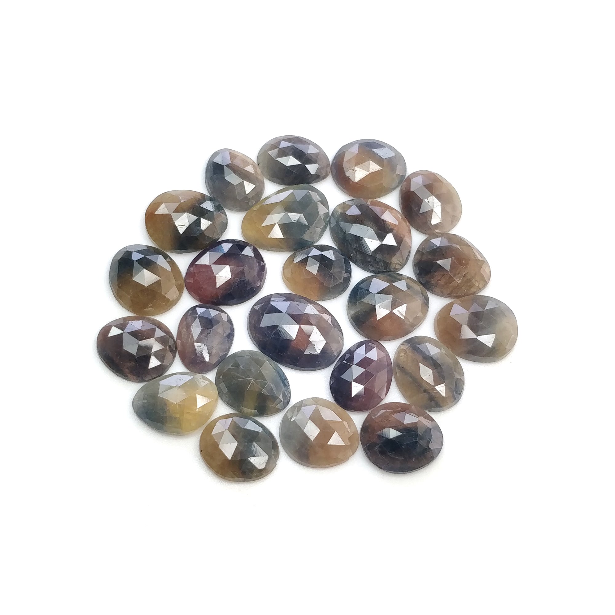 Natural Untreated Blue & Multi-Color Sapphire Gemstone Rose Cut Egg Shape Lot - Perfect for Jewelry Making, Engagement Rings & Healing Crystal Collections