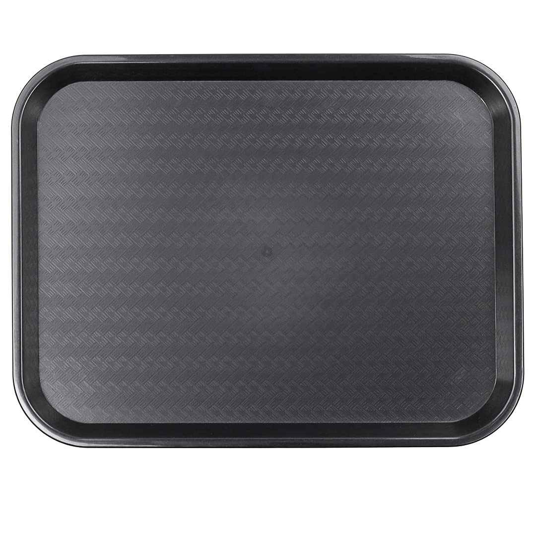 Restaurantware 14 x 18 Inch Fast Food Trays - Set of 50 Durable Rectangle Plastic Serving Trays | Dishwasher Safe, Textured Black Cafeteria Trays for Meals, Glassware & Buffet Service | Perfect for Restaurants, Schools, and Catering Events