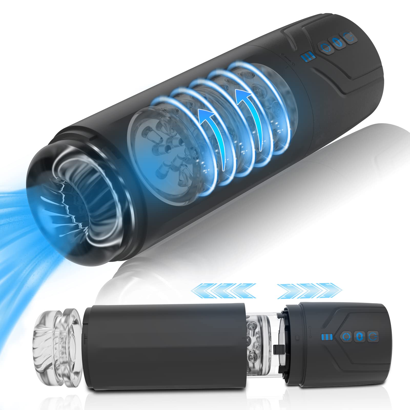 2 in 1 Automatic Male Masturbator & Penis Pump - 7 Rotation & 7 Suction Modes, Waterproof Pocket Pussy Stroker, Adult Male Sex Toy for Men - Perfect for Solo Play, Discreet Use at Home or Travel