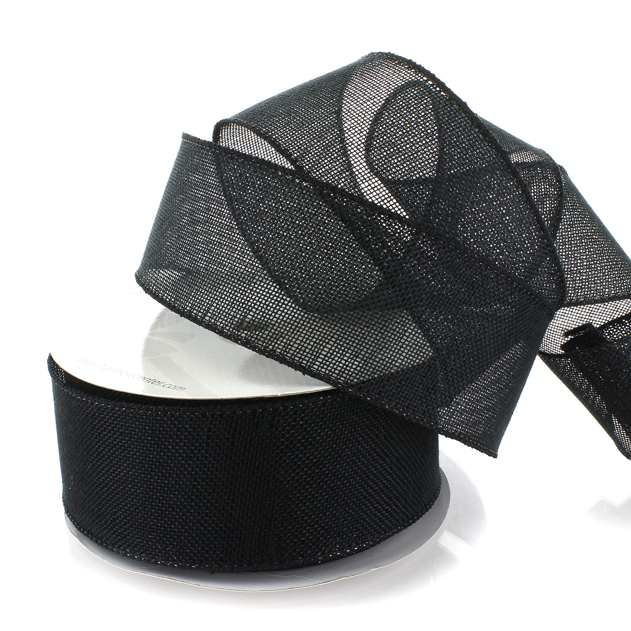 2.5 Inch Wired Burlap Ribbon Black - 25 Yards Bulk Roll for Hair Bows, Gift Wrapping, Wedding Decor & Crafts | HairBow Center LLC