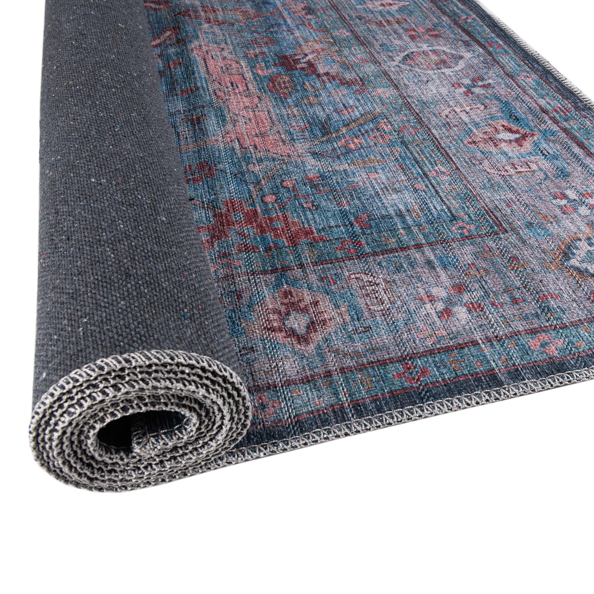 Washable Blue Low-Pile Rug 10' x 13' - Maahru Collection by Rugs.com | Soft & Durable for Living Rooms, Dining Rooms & Open Floor Plans | Perfect for High-Traffic Areas & Pet-Friendly Homes