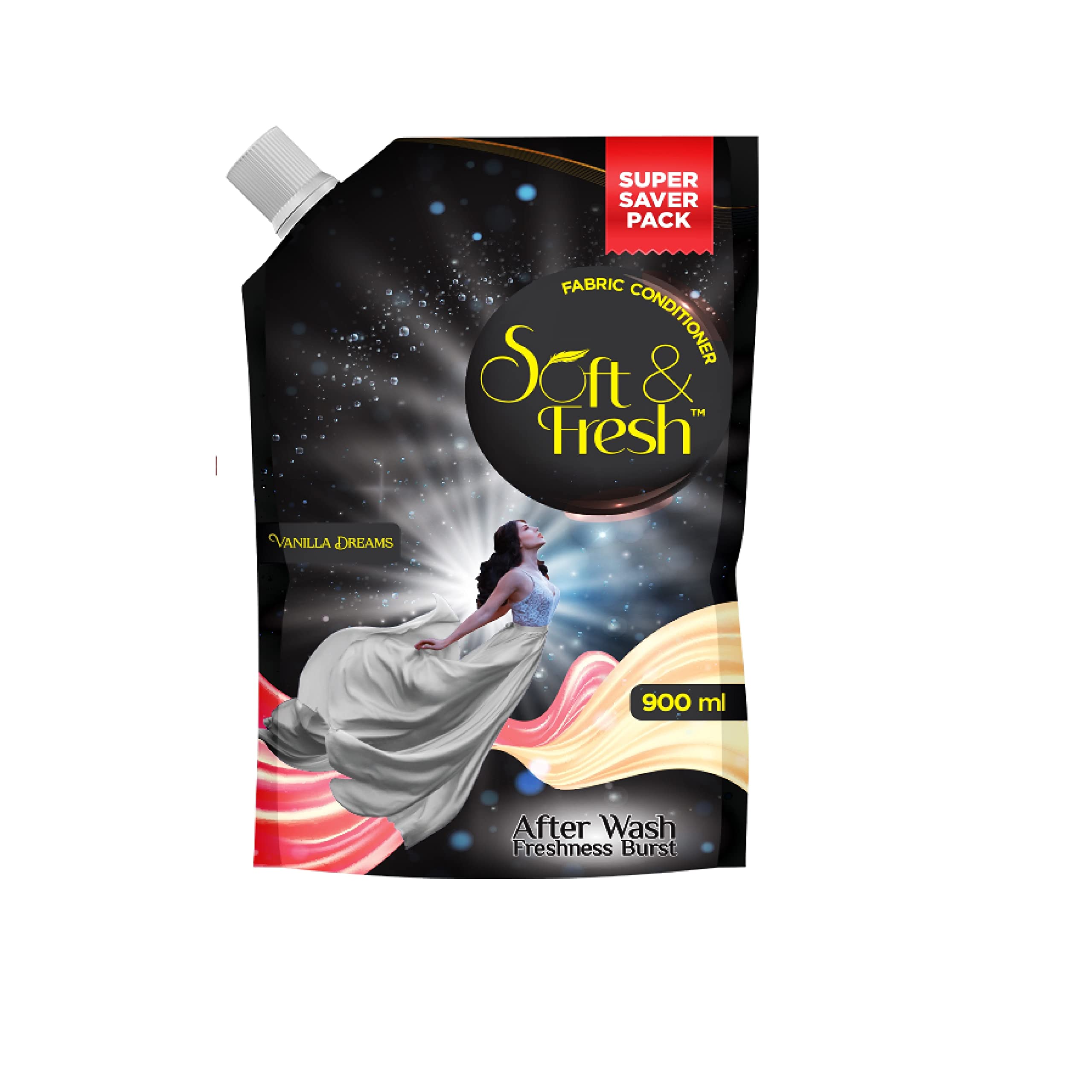 Soft & Fresh Vanilla Fabric Conditioner - 900ml Refill Pouch | Long-Lasting Freshness & Ultra Softness for Clothes | Perfect for Laundry, Bedding & Towels