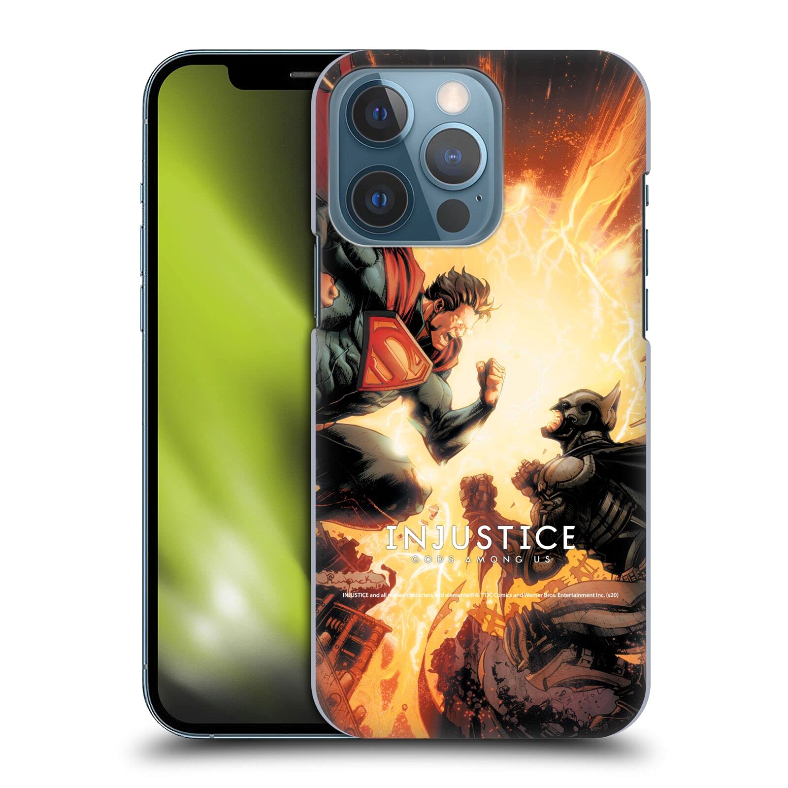 Official Injustice Gods Among Us Battle Key Art Hard Back Case for iPhone 13 Pro - Durable Protection & Stylish Gaming Design for Everyday Use