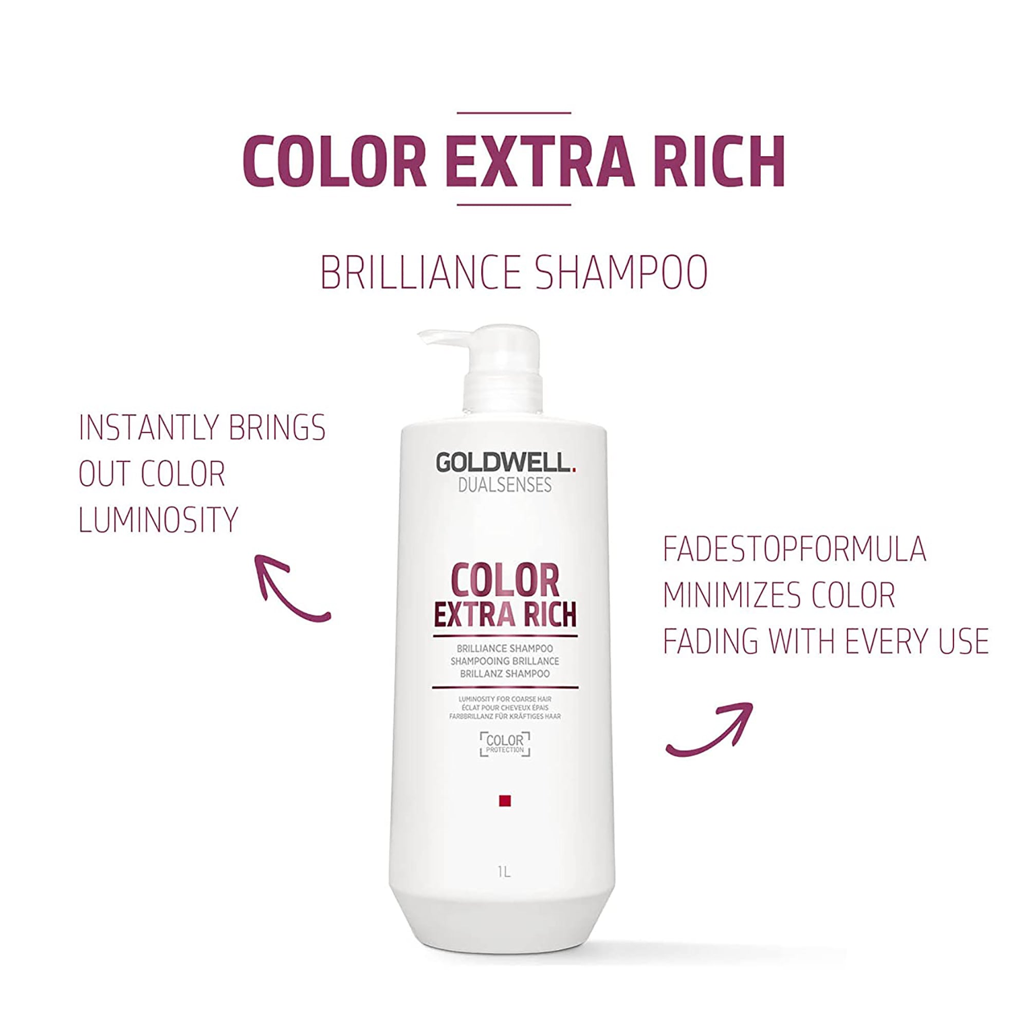 Goldwell DualSenses Color Extra Rich Shampoo 33oz - Vibrant Color Protection & Deep Hydration for Color-Treated Hair | Salon-Quality Hair Care at Home
