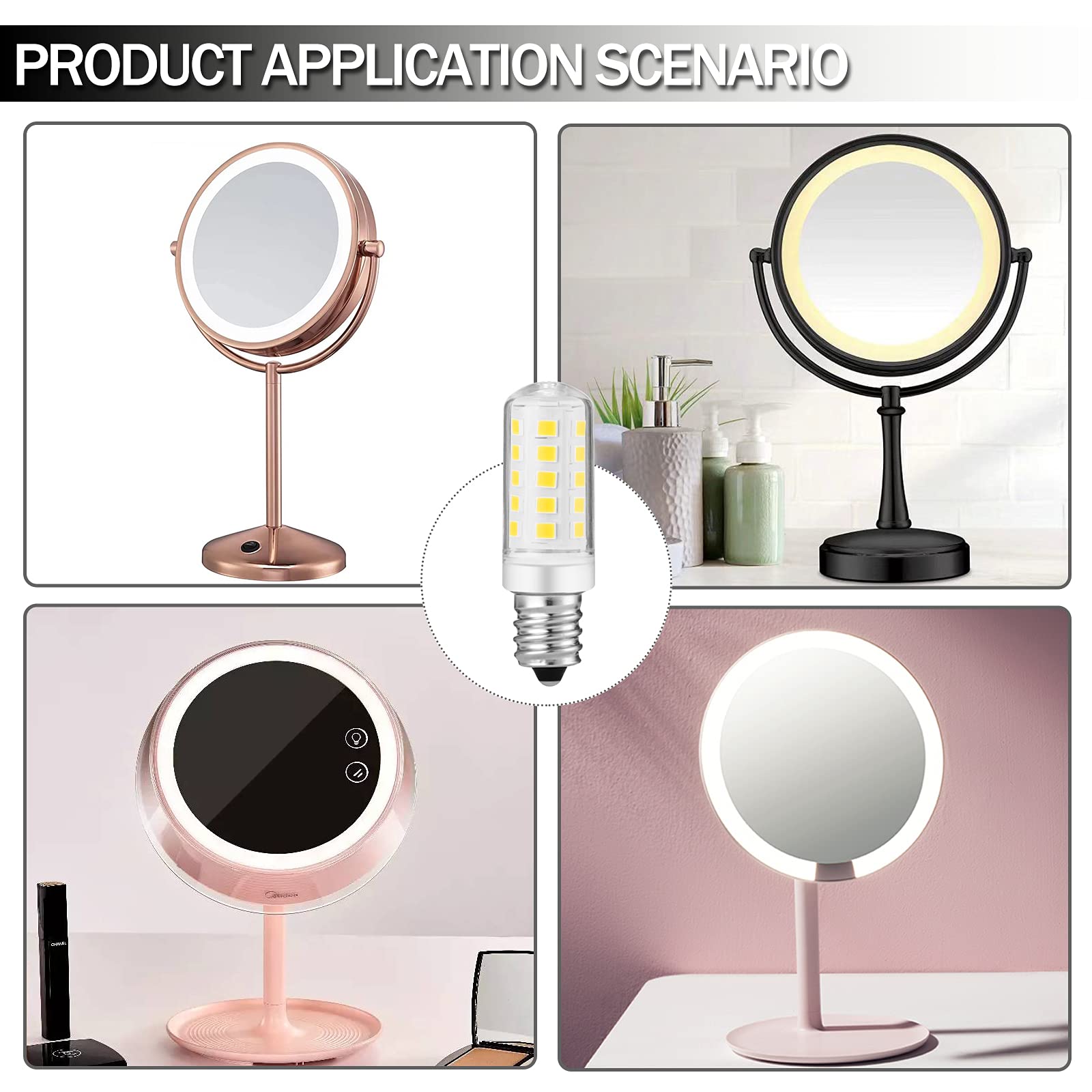 Dimmable LED Bulb for Conair & Jerdon Makeup Mirrors - 2PCS Warm White - Perfect for Vanity Lighting