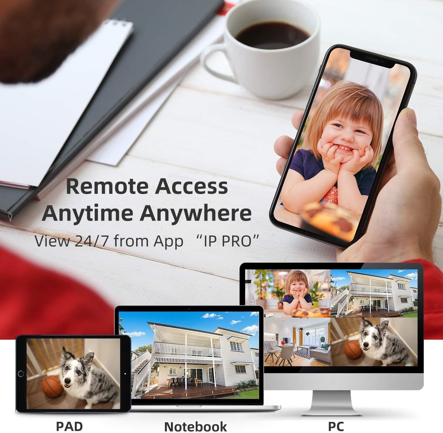 SMONET 8CH 1080P Wireless Security Camera System with 4x 2MP HD Cameras, 3TB HDD, Night Vision & Motion Detection - Indoor/Outdoor Home Surveillance DVR Kit with 24/7 Recording & Free App for Smartphone Monitoring | Perfect for Home, Office & Business Security