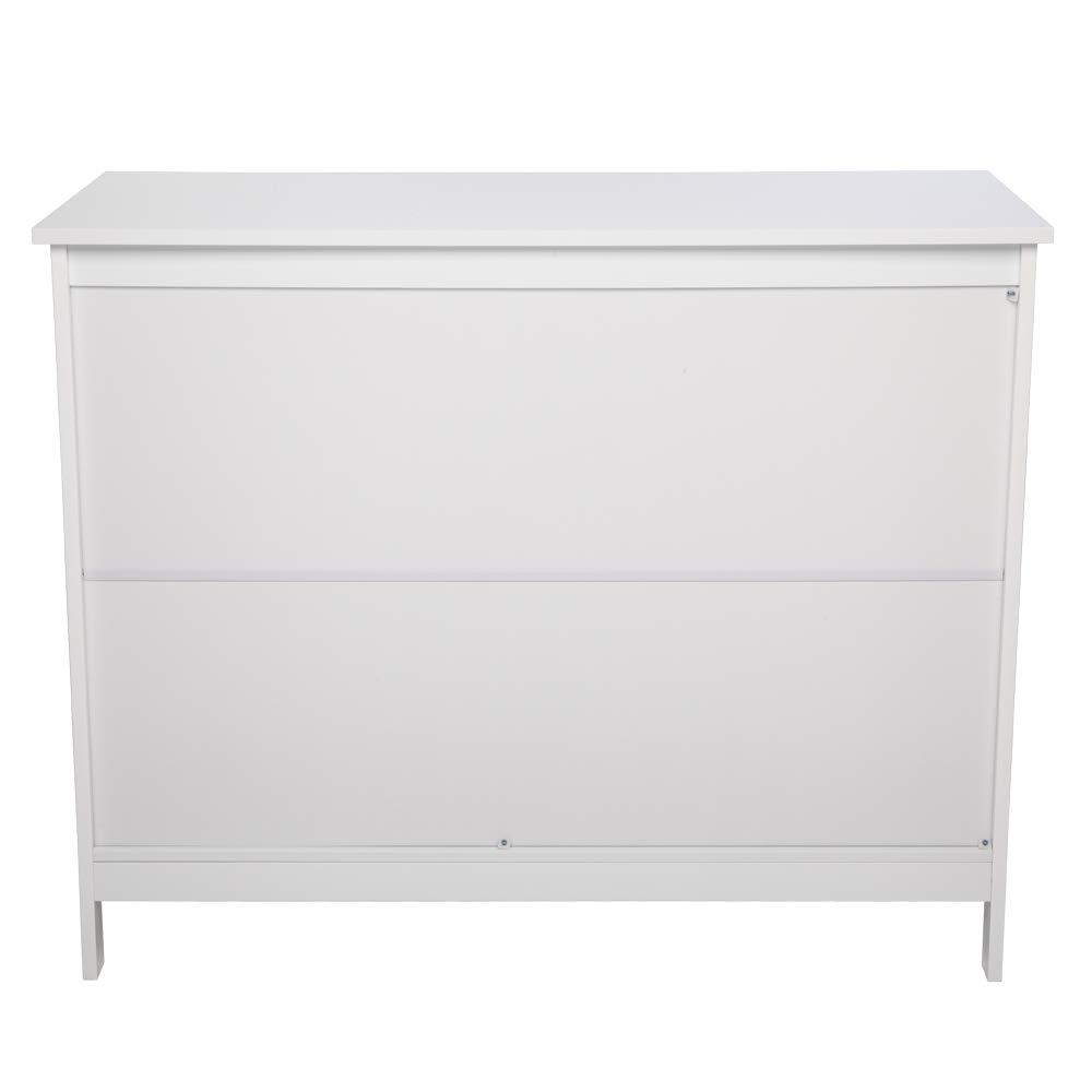 White Double Door Storage Cabinet - Pantry & Multipurpose Cupboard with Top & Bottom Enclosed Space for Kitchen, Living Room, Bedroom & Office Organization | Durable Industrial Style Home Storage Solution