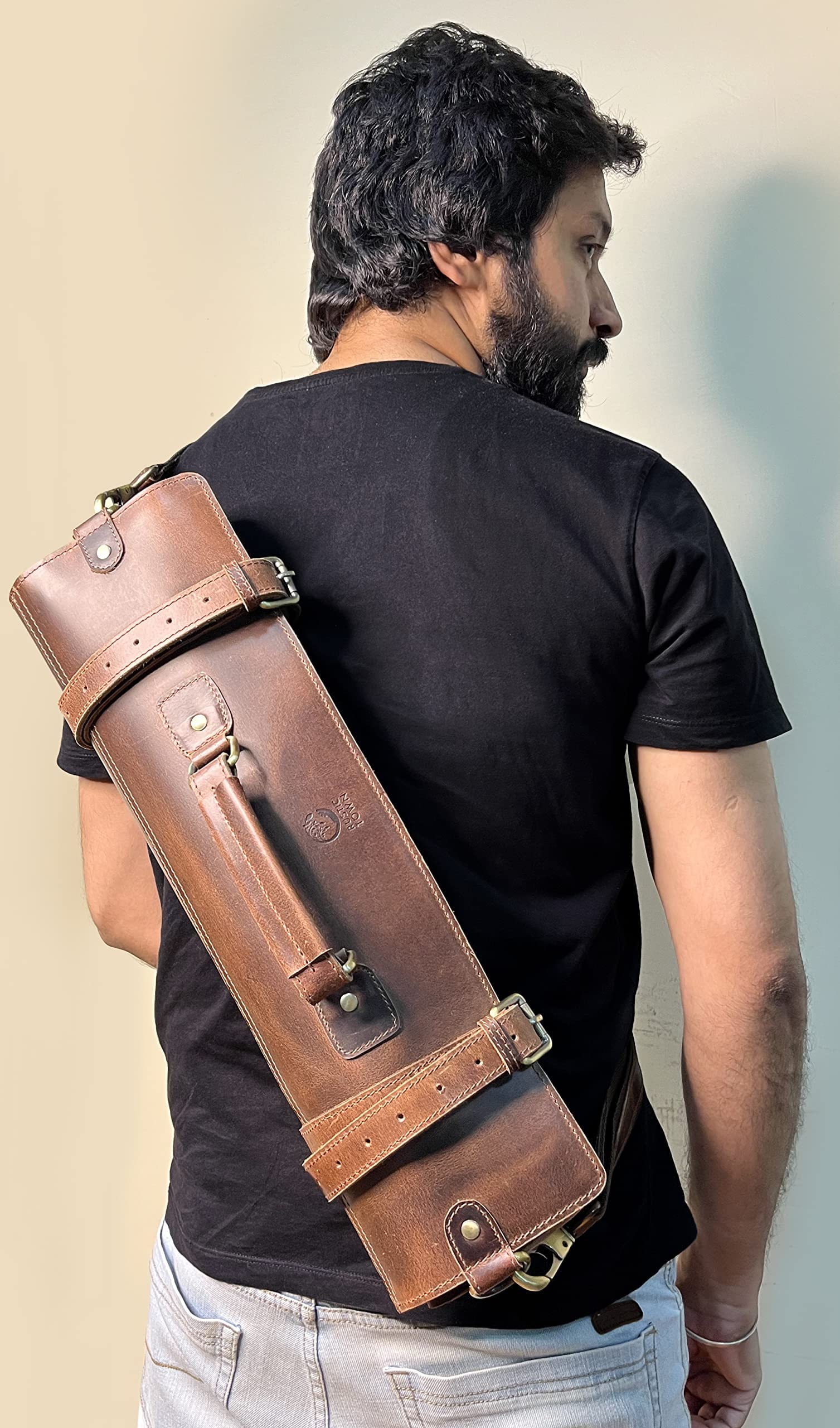 Premium Leather Knife Roll Storage Bag - Professional Chef Knife Case with Tool Pouch | Compact & Travel-Friendly | Ideal for Chefs, Culinary Students & Outdoor Cooking