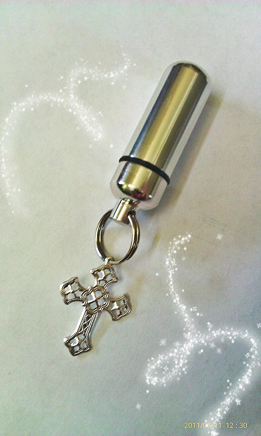Silver Filigree Cross Anointing Oil Vial Holder Keychain with Velvet Pouch & Funnel - Handmade in USA - Perfect for Religious Ceremonies, Baptisms & Spiritual Gifts